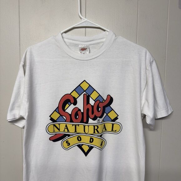 Vtg Soho Natural Soda Promotional T Shirt Single Stitch Made In USA Men M GUC - Picture 2 of 11